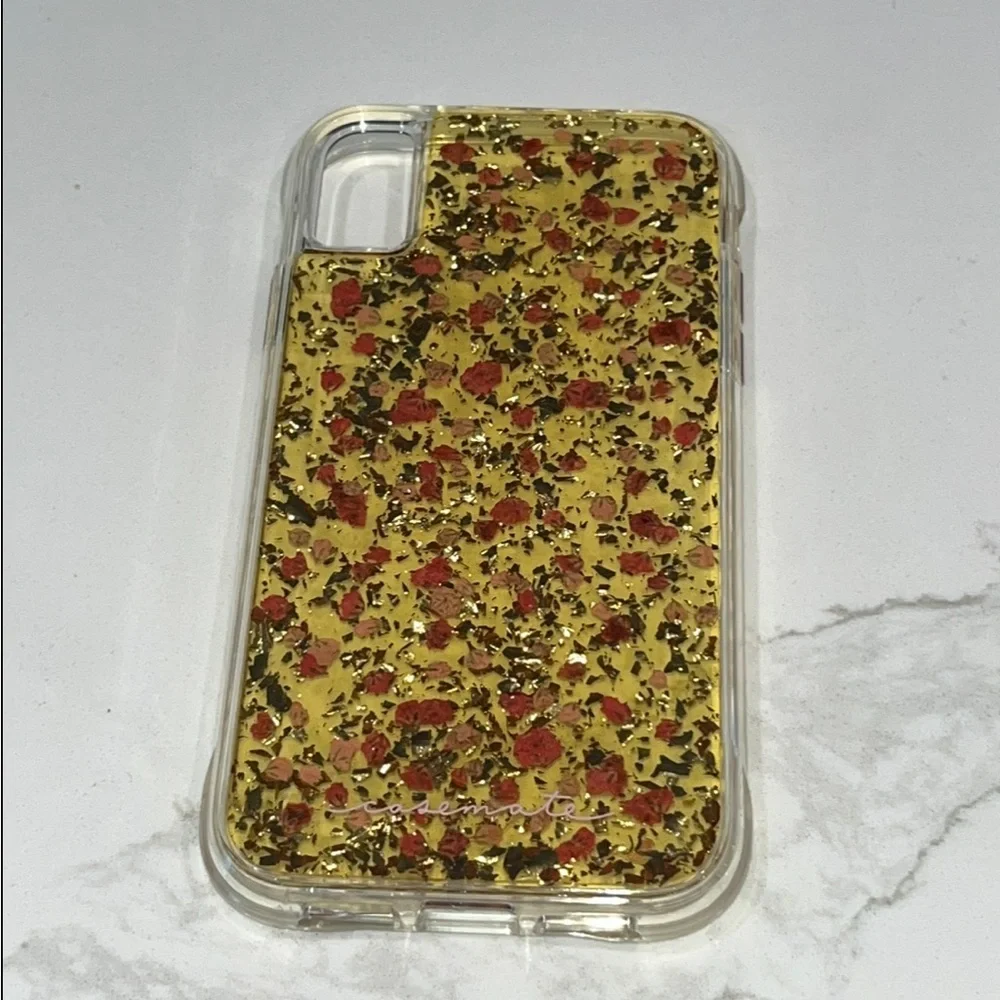 Phone case case-mate Ditsy Petals Floral iPhone XR Case - Gold with Red Accents